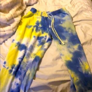 Blue and yellow sweats